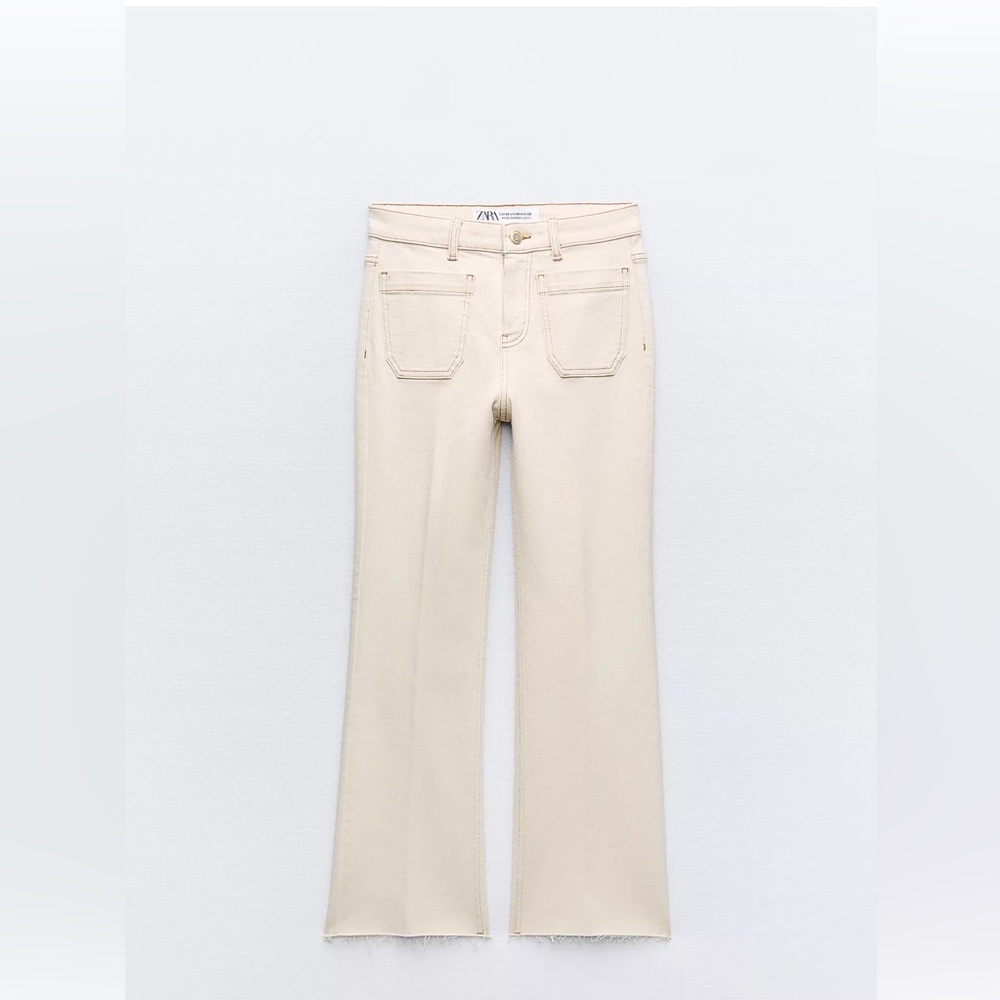 ZARA Cream Mini-Flare Jeans with Front Pockets